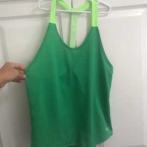 Nike dri-fit green tank top with open back